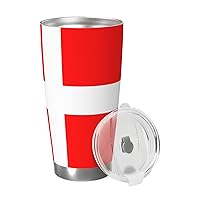 20oz Tumbler with Lid Vacuum Insulated Tumbler Denmark Danish Flag Stainless Steel Car Cup Insulated Coffee Mug for Travel Reusable Double Walled Thermal Cup for Hot Cold Drinks