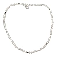 NOVICA Handcrafted Cultured Freshwater Cultured Freshwater Pearl Strand Necklace Bridal Jewelry .925 Sterling Silver White India Birthstone [19.75 in L] 'Smooth Ice'
