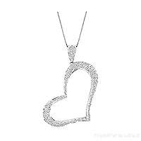 Rylos 1 CTTW Diamonds Set in this Designer Sideways Diamond Heart Necklace in 14K White Gold with 18