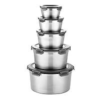 Stainless Steel Food Containers with Lids, Set of 5 Meal Prep Container Reusable Metal Food Storage Bento Lunch Box for Kitchen Picnic, BPA Free,67oz,118oz)