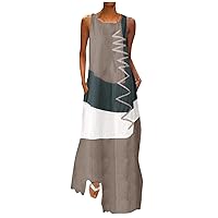 Summer Dresses for Women 2024, Women Sleeveless Dresses Bohemian Long Maxi Dresses Floral Beach Sundress with Pockets