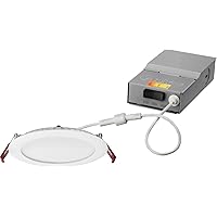 Lithonia Lighting WF6 LED 27K30K35K 90CRI MW M6 Recessed Wafer Downlight with Ultra Thin Round Trim, color Temperature Selectable, 6-Inch Matte White