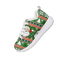 Children's Sports Shoes Boys and Girls Christmas Design Shoes Mesh Fabric Breathable and Comfortable for Size 11.5-3 Big/Little Kid