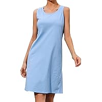 Women's Casual Loose Sundress Long Dress Sleeveless Lounge Tank Maxi Dresses Short Sleeve T-Shirt Beach Dress