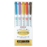 MILD LINER, Double Sided Highlighter, Refined Color, 5 Set (WKT7-5C-RC)