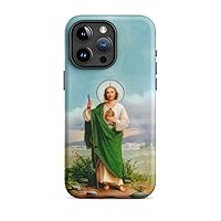 San Judas Tough Case Compatible with iPhone Dual-Layer Protection Matte 3D Wrap (iPhone 15 Pro Max)