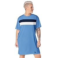 T-Shirt Dress, kr8vsosllc, Multicolored Ladies' Dress, Blue, White and Navy-Blue, Smooth and Stretchy Fabric