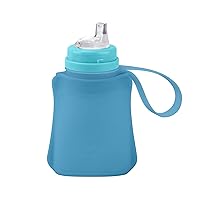 Green Sprouts Sprout Ware Sip & Straw Pocket made from Silicone and Plants (8 oz.), Non-toxic Silicone Plant-based Plastic Sip & Straw Pocket - Aqua
