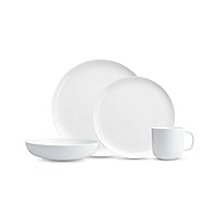 Fortessa Modern Coupe Porcelain 16 Piece Dinnerware Set, Service for 4, White