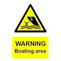 Warning boating area safety sign - 1mm flexible Plastic sign (400mm x 300mm)