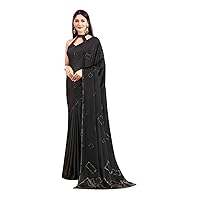 Black Coccktail Party wear Indian Woman Fancy Fabric Saree Blouse Bollywood Stylish Designer Light Weight Sari 2392