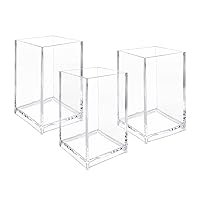 3 Pack Clear Acrylic Cosmetic Pencil Pen Holder Cup, Clear Makeup Brush Holder, Desk Acrylic Brushes Storage
