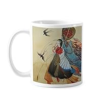Swallows Chinese Antique Illustrator Mug Pottery Ceramic Coffee Porcelain Cup Tableware