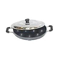 AppamPatra Paniyaram Non Stick Appam Pan with Stainless Steel Lid, 9.5