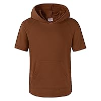 Spring&Gege Boys Light Weight Short Sleeve Hoodie Casual Solid Pullover Hooded T-shirt with Pocket