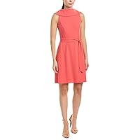 Adrianna Papell Women's Knit Crepe Roll Neck A-line with Tie Dress