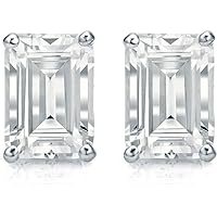 3/5 to 1 2/5 Carat Lab Grown Diamond Emerald Cut Stud Earrings in 14k White or Yellow Gold (VS-SI, cttw) 4-Prong Basket Push Back by Diamond Wish