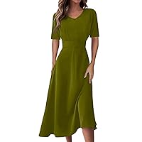 Floral Dress for Women V Neck Tunic Dresses Short Sleeve Casual Dresses Trendy Sexy Cocktail Dresses for Women 2024