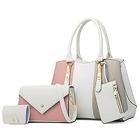 4 Pack Women Handbag Set Soft PU Leather Top Handle Bags Purse Set Tote Bag Shoulder Bags Crossbody Bag Clutch