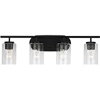 Generation Lighting 41173-112 Oslo - 4 Light Wall Sconce in Contemporary Style-8.5 Inches Tall and 27.5 Inches Wide, Midnight Black Finish with Clear Seeded Glass