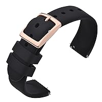 ANNEFIT Silicone Watch Bands, Quick Release Rubber Sport Strap 18mm with Classic Rose Gold Clasp (Black)