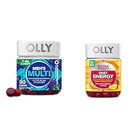 Men's Multivitamin Gummy, Overall Health and Immune Support, Vitamins A, C, D, E, B, Lycopene & Extra Strength Daily Energy Gummy, Caffeine Free, 1000mcg Vitamin B12, CoQ10, Goji Berry