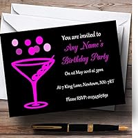 Hot Pink Cocktail Personalized Birthday Party Invitations