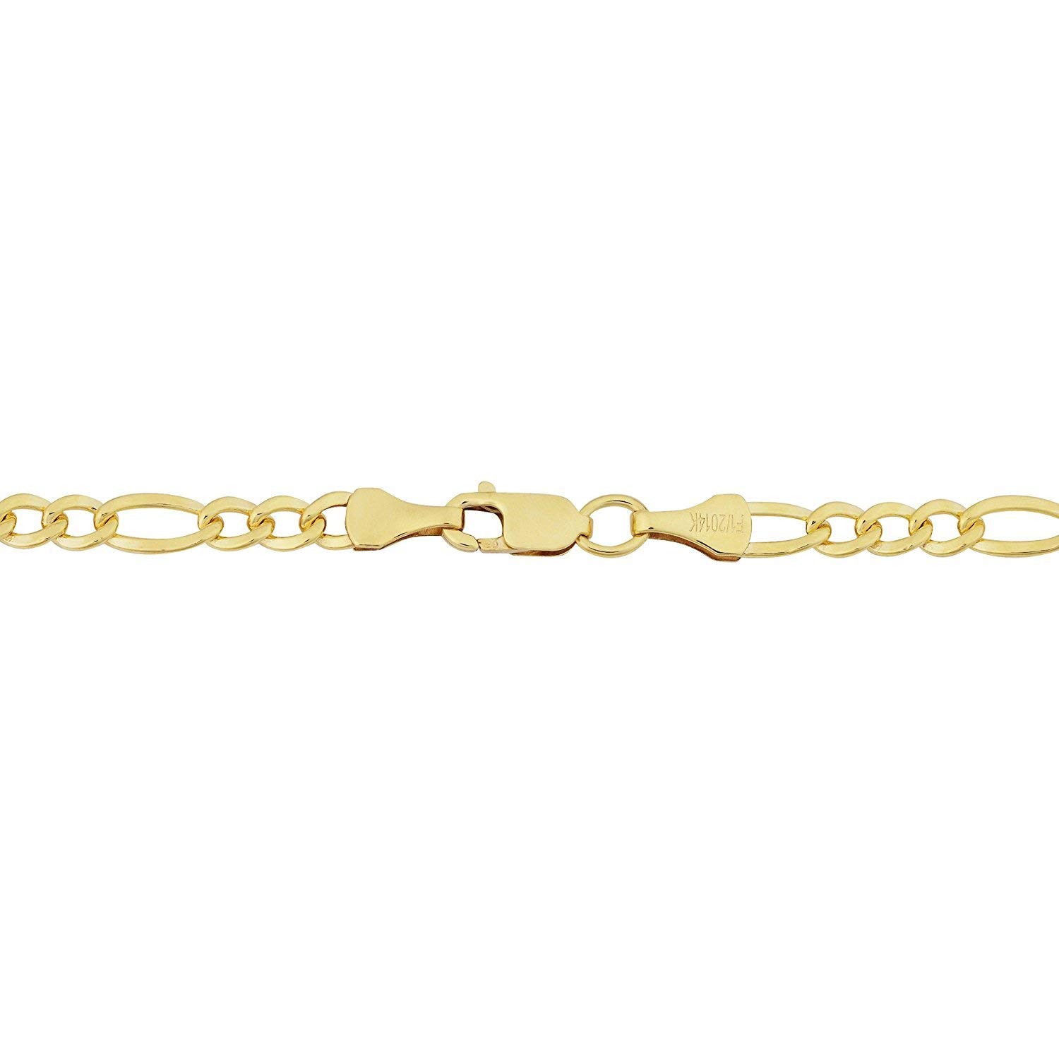 Jewelry Affairs 14K Yellow Gold Filled Figaro Chain Necklace, 3.2 mm