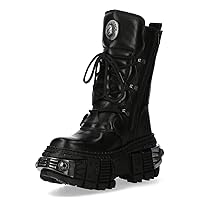 New Rock Boots WALL1473-S11 Mens Metallic Black Leather Platform Gothic Boots