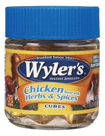 Wyler's Bouillon Cubes 3.25 Oz: Chicken, Chicken W/herbs and Spices, Beef (Pack of 6) (Chicken with Herbs and Spices)