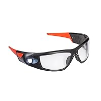 CoastSPG500 Rechargeable Lighted LED SafetyGlasses,Bulls-Eye Spot Beam,ANSI Z87Standards, 2Scratch Resistant Lenses (Clear,Yellow) Included, UVProtection, Protective Carrying Case Included (Black/Red)