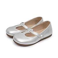 Sawimlgy Little Kids Girls Vintage Mary Jane Ballet Flats Classy Pearl Flowers Toddler Bowknot Princess Dress Wedding Party Oxford Shoes
