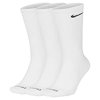 Nike Men's Everyday Plus Lightweight Training Crew Socks (3 Pack) White XL