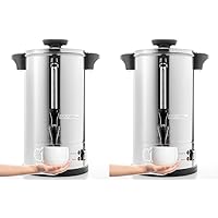 SYBO 2022 UPGRADE SR-CP-100B Commercial Grade Stainless Steel Percolate Coffee Maker Hot Water Urn for Catering & 2022 UPGRADE SR-CP-50B Commercial Grade Stainless Steel Percolate Coffee Maker