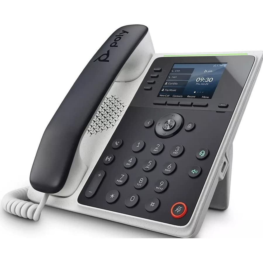 Poly Edge E220 IP Desk Phone (Plantronics + Polycom) – Designed for use in Common Areas – 4-line Keys Supporting up to 16 Lines - Integrated Bluetooth for Mobile Phone and Headset Pairing