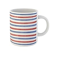 Coffee Mug Blue Memorial Patriotic Stripe Red Americana President Veteran 4Th 11 Oz Ceramic Tea Cup Mugs Best Gift Or Souvenir For Family Friends Coworkers