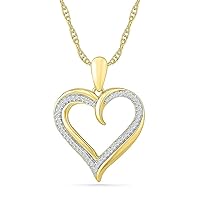 DGOLD 10kt Gold Round Diamond Heart Fashion Pendant (0.16 Cttw)