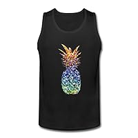 Men's Popular Items Pineapple Art Fruit Color Sleeveless Tank Top XL Black