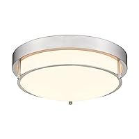 Close to Ceiling Light Fixtures, Bushed Nickel Farmhouse Ceiling Light with 2 Light for Laundry Kitchen Bedroom Bathroom, 4822-BN