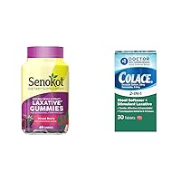 Senokot Dietary Supplement Laxative Gummies, Natural Senna Extract, Gentle & Colace 2-in-1 Stool Softener & Stimulant Laxative Tablets, Gentle Constipation Relief in 6-12 Hours
