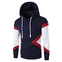 Men's Colorblock Hoodies Athletic Drawstring Pullover Tops Hipster Hooded Sweatshirt Workout Jogging Clothes Shirt