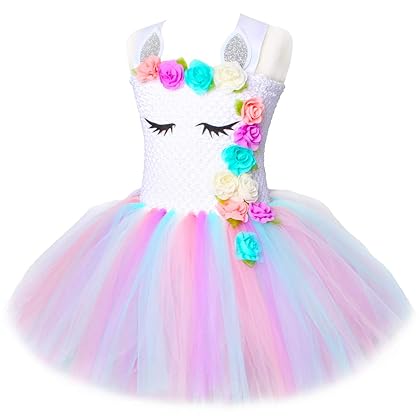 HJTT Pastel Unicorn Tutu Dress for Girls Kids Birthday Party Unicorn Costume Outfit