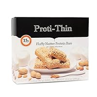 Proti-Thin Fluffy Nutter Protein Bars, 15g Protein, Low Calorie, Very Low Carb (VLC), Low Fat, High Fiber Snack Bar, KETO Diet Friendly, Ideal Protein Compatible, No Gluten Ingredients, 7 /Box