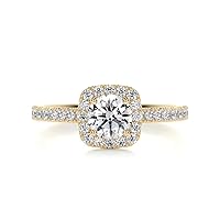 Solid Gold Handmade Engagement Ring 2 CT Round Cut Moissanite Diamond Halo Bridal Wedding Rings for Anniversary Propose Gifts