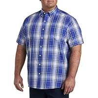 DXL Big + Tall Essentials Men's Big and Tall Plaid Poplin Sport Shirt