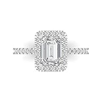 Clara Pucci Yellow/Rose/White 14k Gold Halo Solitaire W/Accents Bridal Engagement Promise Ring 1.86Ct Emerald Cut Simulated Diamond
