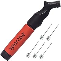 SPORTBIT Ball Pump with 5 Needles - Push & Pull Inflating System - Great for All Sports Balls - Volleyball Pump, Basketball Inflator, Football & Soccer Ball Air Pump - Goes with Needles Set