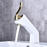 Faucets,Water-Tap,Single Handle,1 Set Home Multi-Color Basin Faucets, Cold and Hot Water Taps,Bathroom Sink Faucet,Crane Faucet/White