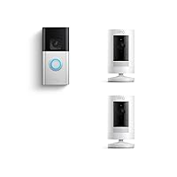 Ring Stick Up Cam Battery, White 2-pack with Ring Battery Doorbell Plus