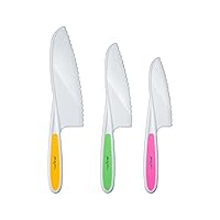 NutriChef 3-Piece Nylon Kitchen Baking Knife Set - Children's Cooking Knives, Safe to Use, Firm Grip, Serrated Edges, Kids' Knives, Protects Little Chef's Fingers, Good For Cutting Food & Vegetables